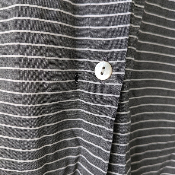 J. Jill Tunic Shirt Women's Medium T Gray White Stripe Button Up Collar New - Picture 4 of 8